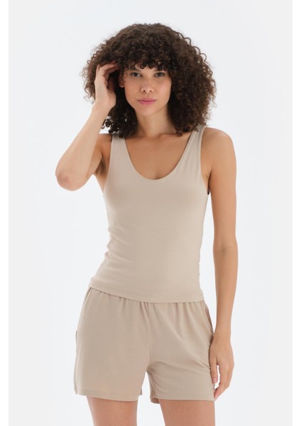 Taş V Yaka Kalın Askılı Atlet