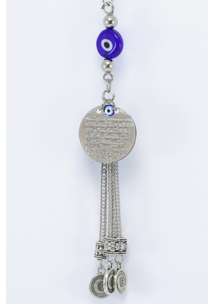 Yassı Nazar Boncuklu Salkım Ay Yıldız Metal Ayetel Kürsi Araba Dikiz Ayna Süsü