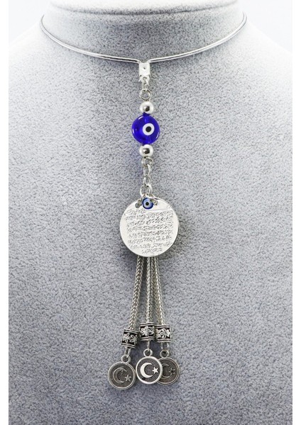 Yassı Nazar Boncuklu Salkım Ay Yıldız Metal Ayetel Kürsi Araba Dikiz Ayna Süsü modelleri