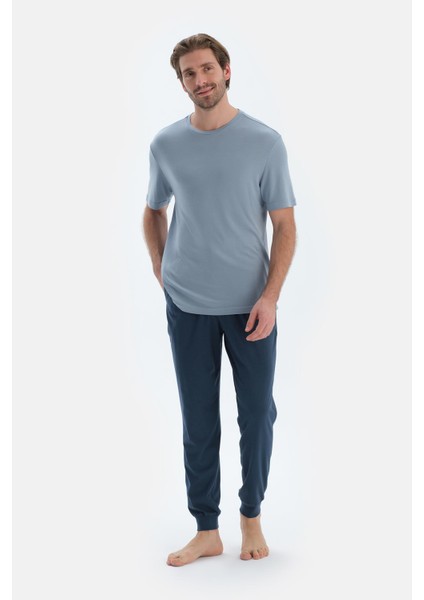 Lacivert Jogger Paça Basıc Penye Modal Pantolon