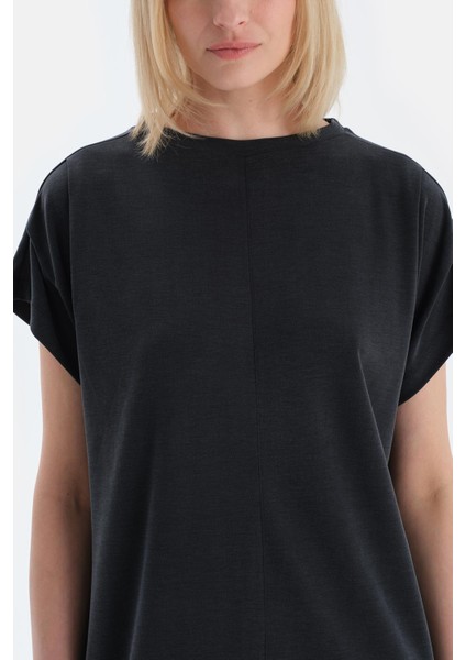 Siyah Düşük Omuzlu Kısa Kollu Modal Elbise indirimleri