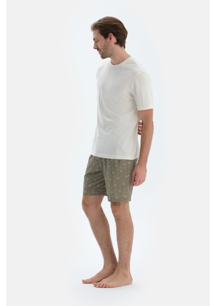 Açık Yeşil Metraj Baskılı Penye Modal Şort modelleri