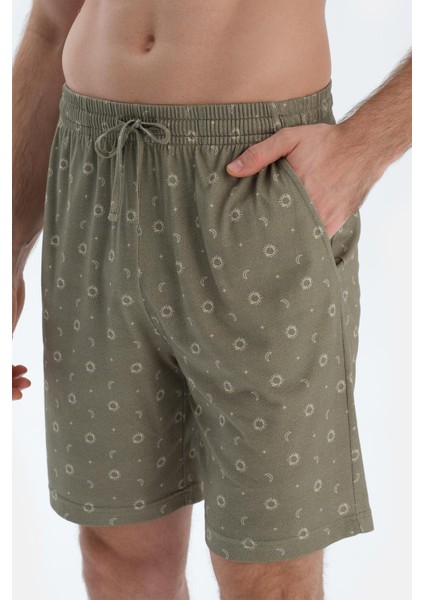 Açık Yeşil Metraj Baskılı Penye Modal Şort indirimleri