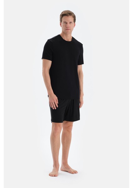 Siyah Patlı ve Kordonlu Örme Şort fırsatları