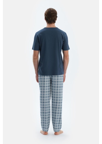 Mavi Ekoseli Penye Modal Basıc Pantolon fiyatları