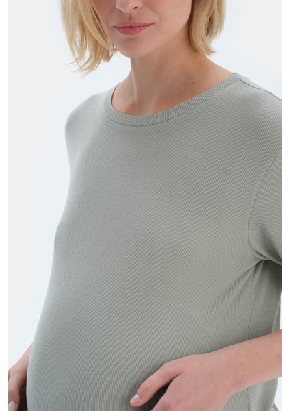 Açık Yeşil Kaşkorse Hamile Tişört Şort Pijama Takımı