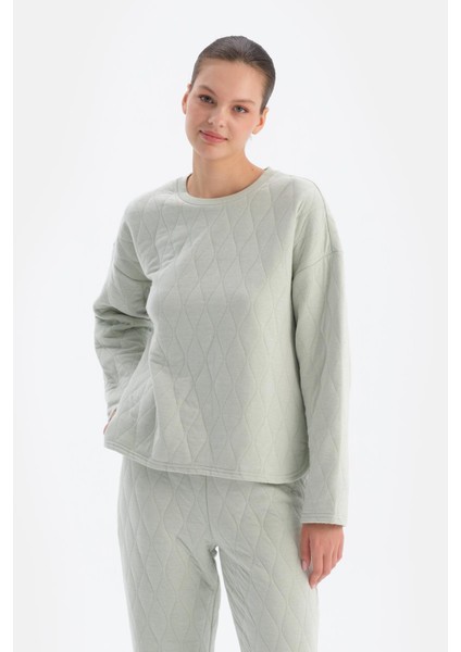 Açık Gri Kapitone Pijama Üstü