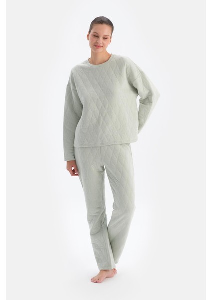 Açık Gri Kapitone Pijama Altı