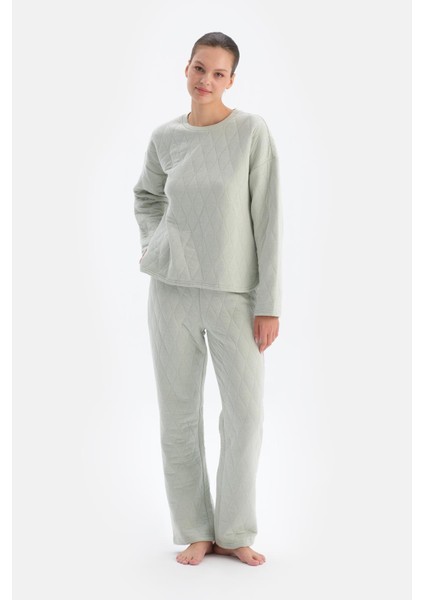Açık Gri Kapitone Pijama Altı