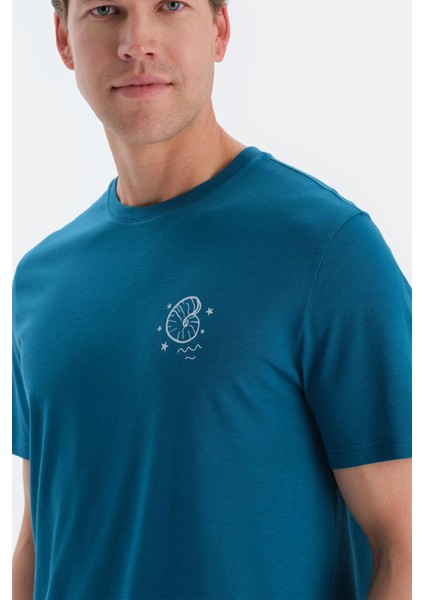 Açık Petrol Baskı Detaylı Kısa Kollu Tişört Pantolon Pijama Takımı indirimleri