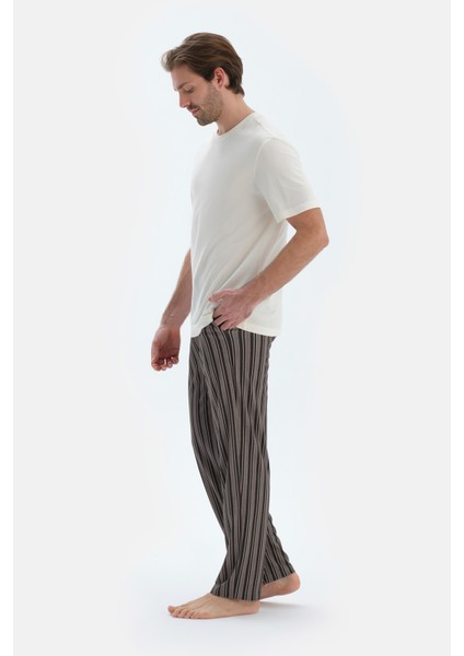 Antrasıt Metraj Baskılı Penye Modal Pantolon modelleri