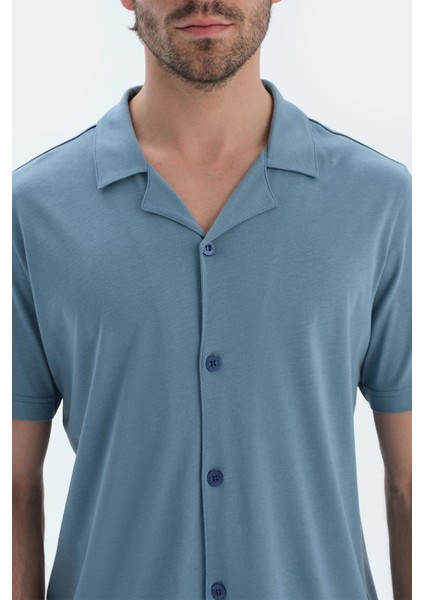 Mavi Kısa Kollu Cepli Basıc Gömlek Şort Pijama Takımı indirimleri