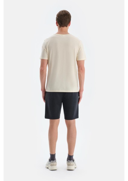 Ekru Bisiklet Yaka Ipek Apre Kısa Kollu Tişört fiyatları