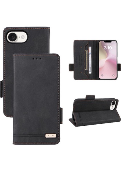 Toka Kapağı ile IPhone 16E Kart Tutucu Manyetik Cüzdan Için Flip Case (Yurt Dışından)