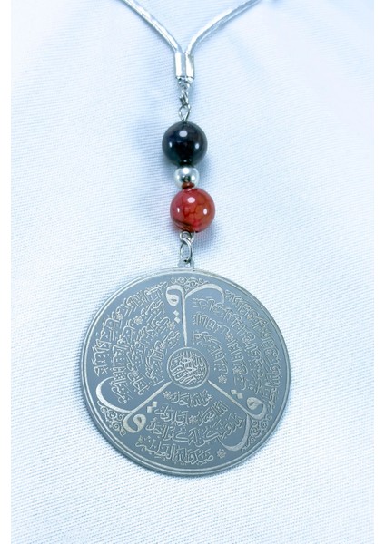 Doğal Akik Taşlı Gümüş Renk Çelik Çift Taraflı Ayetel Kürsi Felak Nas Ihlas Araba Ayna Süsü fiyatları