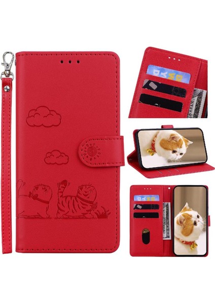 IPhone 16E Kedi Rfıd Deri Cüzdan Kart Yuvası Tutucu Için Flip Case (Yurt Dışından)