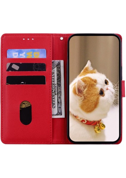 IPhone 16E Kedi Rfıd Deri Cüzdan Kart Yuvası Tutucu Için Flip Case (Yurt Dışından)