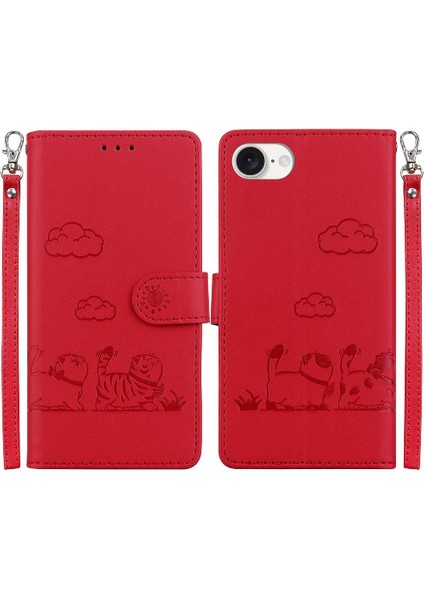 IPhone 16E Kedi Rfıd Deri Cüzdan Kart Yuvası Tutucu Için Flip Case (Yurt Dışından)