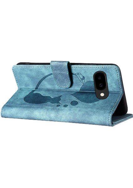 Pixel 9A Kart Cebi Kabartmalı Sevimli Kedi Tutucu Kapak Için Flip Case (Yurt Dışından)