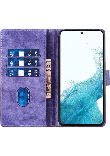 Galaxy S25 Kenar Kabartmalı Sevimli Kedi Tutucu Kapak Için Flip Case (Yurt Dışından)