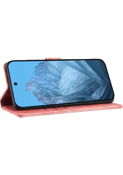 Pixel 9A Kart Cebi Kabartmalı Sevimli Kedi Tutucu Kapak Için Flip Case (Yurt Dışından)