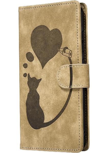 Galaxy S25 Kenar Kabartmalı Sevimli Kedi Tutucu Kapak Için Flip Case (Yurt Dışından)