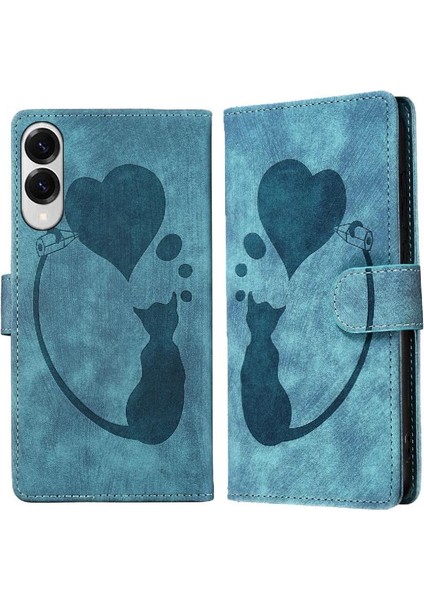 Galaxy S25 Kenar Kabartmalı Sevimli Kedi Tutucu Kapak Için Flip Case (Yurt Dışından)