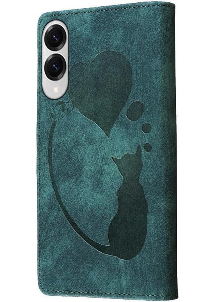 Galaxy S25 Kenar Kabartmalı Sevimli Kedi Tutucu Kapak Için Flip Case (Yurt Dışından)