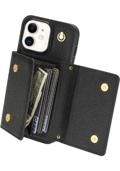IPhone 12 Akordeon Kart Durumda Flip Cüzdan Durumda Manyetik ile Uyumlu (Yurt Dışından)
