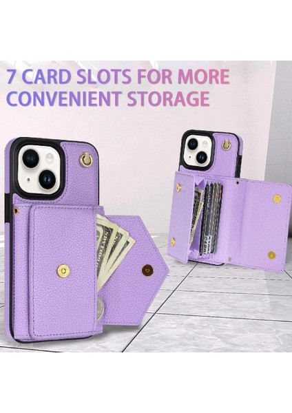 IPhone 14 Plus Akordeon Kart Durumda Flip Cüzdan Kılıf Kapak ile Uyumlu (Yurt Dışından)
