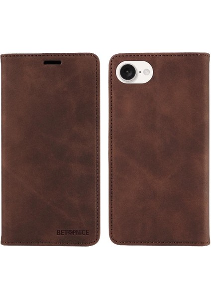 IPhone 16E Pu Deri Koruyucu Folyo Cüzdan Manyetik Için Kılıf (Yurt Dışından)
