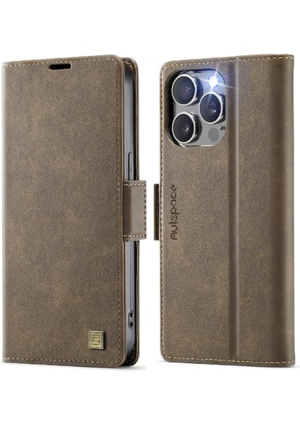 IPhone 14 Pro Flip Case Cüzdan Durumda Ince Rfid Engelleme ile Uyumlu (Yurt Dışından)