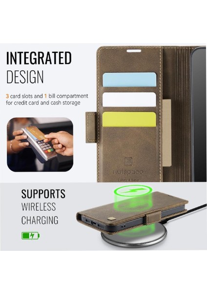 IPhone 14 Pro Flip Case Cüzdan Durumda Ince Rfid Engelleme ile Uyumlu (Yurt Dışından)