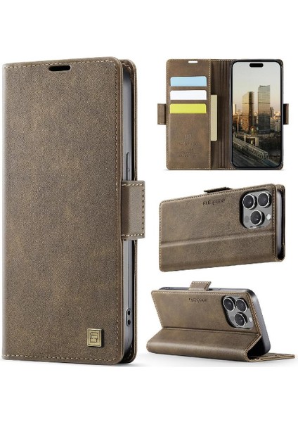 IPhone 14 Pro Flip Case Cüzdan Durumda Ince Rfid Engelleme ile Uyumlu (Yurt Dışından)