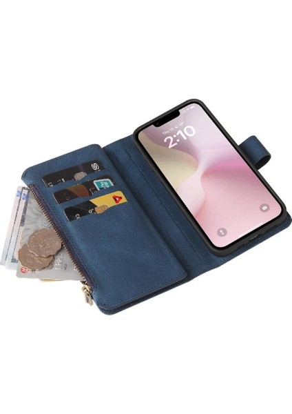 Cüzdan Telefon Kılıfı Için IPhone 16E Onbeş Kart Yuvaları Pu Deri Manyetik (Yurt Dışından)
