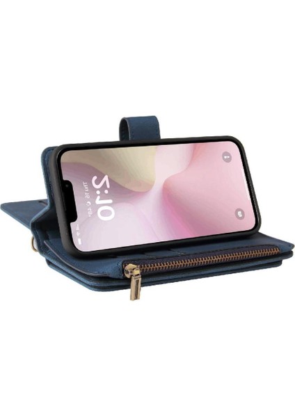 Cüzdan Telefon Kılıfı Için IPhone 16E Onbeş Kart Yuvaları Pu Deri Manyetik (Yurt Dışından)