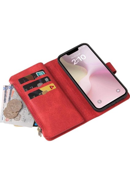 Cüzdan Telefon Kılıfı Için IPhone 16E Onbeş Kart Yuvaları Pu Deri Manyetik (Yurt Dışından)