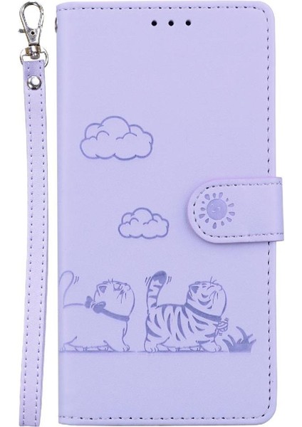 Poco M6 Kedi Rfıd Kart Yuvası Tutucu Kickstand Için Flip Case (Yurt Dışından)