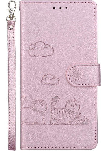 Galaxy S25 Kenar Deri Cüzdan Kart Yuvası Tutucu Kedi Için Flip Case (Yurt Dışından)