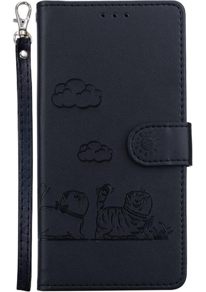 Galaxy S25 Kenar Deri Cüzdan Kart Yuvası Tutucu Kedi Için Flip Case (Yurt Dışından)