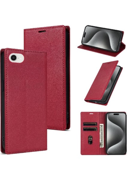 Iş Tarzı Durumda IPhone 16E Kart Tutucu Flip Case Için Darbeye (Yurt Dışından)