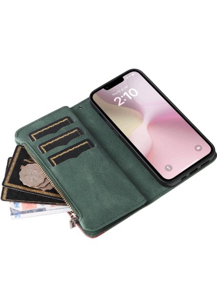 Kart Yuvası ile Iki Renkli Dikiş IPhone 16E Dokuz Kart Yuvaları Için Kılıf (Yurt Dışından)