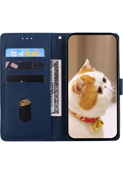 Galaxy S25 Kenar Deri Cüzdan Kart Yuvası Tutucu Kedi Için Flip Case (Yurt Dışından)