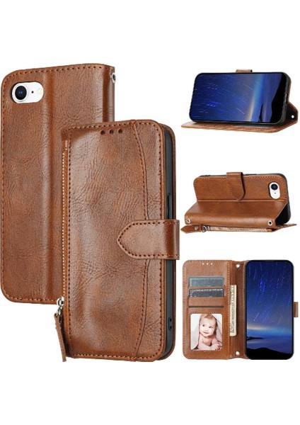IPhone 16E Anti Scratch Manyetik Kapatma Kart Tutucu Pu Için Flip Case (Yurt Dışından)