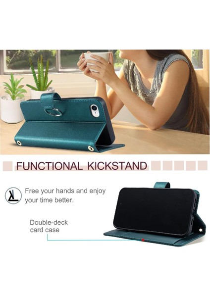 IPhone 12 Mini Koruyucu Pu Deri Kart Yuvaları Tutucu Bilek Için Flip Case (Yurt Dışından)