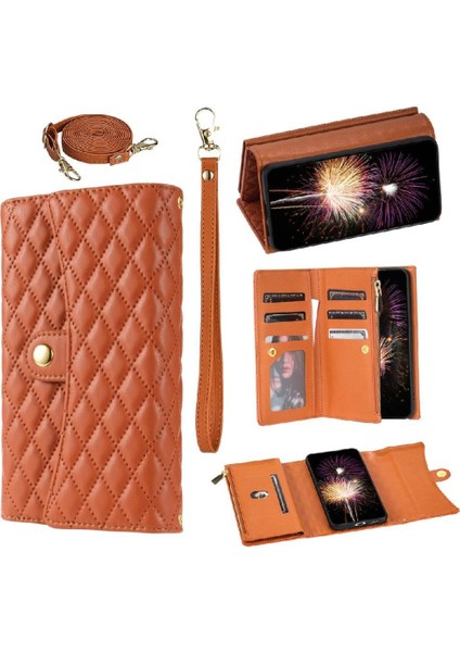 IPhone 16E Pu Deri Crossbody ve Bilek Kayışı 7 Kart Için Flip Case (Yurt Dışından)