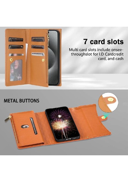 IPhone 16E Pu Deri Crossbody ve Bilek Kayışı 7 Kart Için Flip Case (Yurt Dışından)