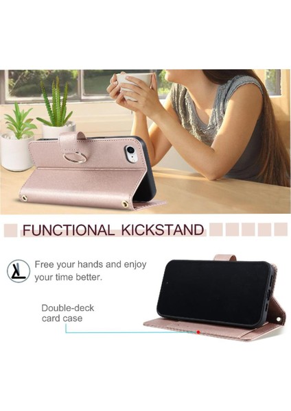 IPhone 14 Plus Koruyucu Kart Yuvaları Tutucu Pu Deri Bilek Için Flip Case (Yurt Dışından)