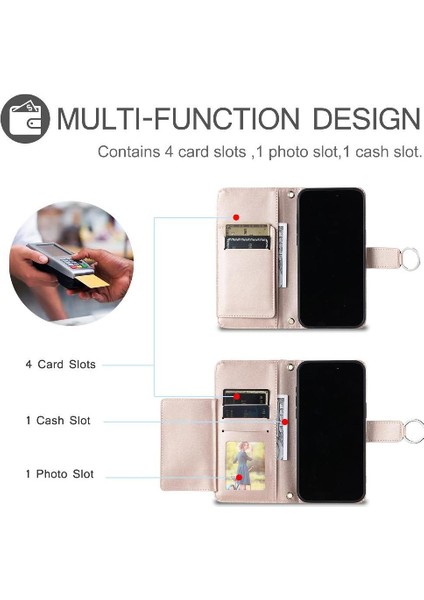 IPhone 15 Pro Kart Yuvaları Tutucu Pu Deri Bilek Kayışı Için Flip Case (Yurt Dışından)