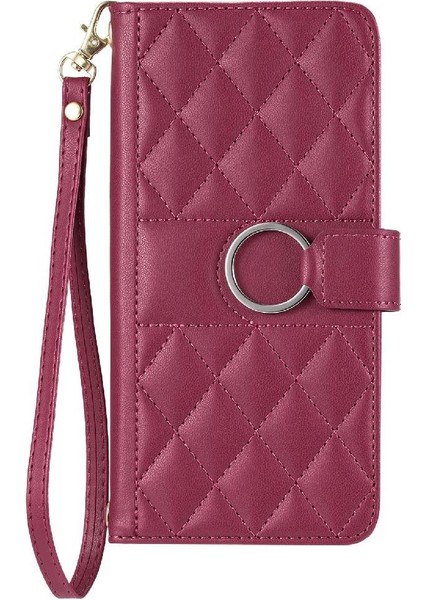 IPhone 14 Pro Max Bilek Kayışı Pu Deri Kart Yuvaları Tutucu Için Flip Case (Yurt Dışından)